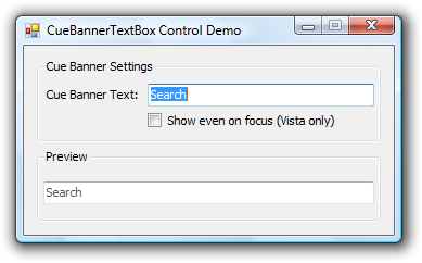 CueBannerTextBox kontrol demosu